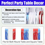 3 Pack 29x108 Inch White Blue Red Foil Fringe Table Skirts Metallic Banner for Tinsel Streamer Garland Backdrop for Parade Floats Wedding Thanksgiving Birthday Christmas Halloween Party Decoration
