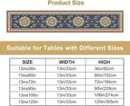 Vintage Boho Floral Table Runner, Elegant Rustic Country Farmhouse Blue Yellow Retro Flower Pattern for Home Kitchen Table Decor Dining Coffee Room Party Decor 13x60in