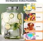 2 Gallon Drink Dispensers for Parties, 2 Pack Beverage Dispensers with Stand, Glass Water Jug Dispenser, with 18/8 Stainless Steel Spigot, Great for Party, Wedding, Picnic, BBQ