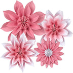 ADLKGG Paper Flower Fan Decorations, Pink Paper Fan Flower Wall Background for Classroom Decor, Tea Party, Spring Summer Party, Birthday, Baby Shower, Wedding, Nursery Decoration, Set of 4