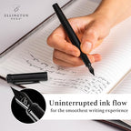 Ellington Pen Luxury Fountain Pen Set - Fountain Pens For Writing - Smooth Medium Nib - Includes Refillable Ink Converter, 3 Ink Cartridges, Gift Box - Calligraphy, Journaling, Sketching (The Stealth)