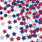 Silver Blue and Red Star Confetti Table Decoration for 4th July Independence Day Graduation Retirement Patriotic Theme Party,1.2 inch in Diameter,200 Counts