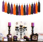 Black-Purple Orange Halloween Party-Decorations Tassel-Garland - 15pcs Graduation 2025 Supplies Tassels, Birthday Wedding Baby Bridal Shower Decor Panduola