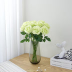 Artificial Rose 10pcs Open Flower Bouquet Faux Rose Stems for Wedding Arrangement, Bridal Bouquet, Centerpiece, Fake Faux Silk Flowers (Pale Green)
