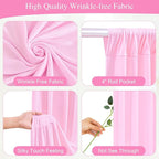 Pink Backdrop Curtains with Lights for Parties,10x10FT Wrinkle Free Polyester Wedding Photo Backdrop Curtains for Baby Shower Birthday Ceremony Reception Home Party Decorations-5ft x 10ft,2 Panels