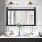 COGOOD Farmhouse Bathroom Mirror - 45 x 30 Large Rectangle Barn Door Mirror for Vanity, Bedroom, Living Room Wall Decor (Black)