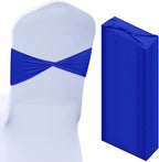 Kinlop 50 Pcs Spandex Chair Sashes Bows Chair Bands Slider Sashes for Covers Elastic Bands Ties Without Buckle Decorations for Wedding Party Events Ceremony Birthday(Blue)