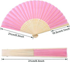 Aneco 18 Pieces Pink Handheld Cloth and Bamboo Folding Fans for Wedding Decoration, Church Gifts, Party Favors, DIY Decoration