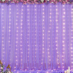 20x10ft Lavender Tulle Backdrop Curtains with Lights for Party Wedding Baby Shower, Sheer Wrinkle Free Backdrop Curtains for Birthday Party Photo Booth Background Decoration