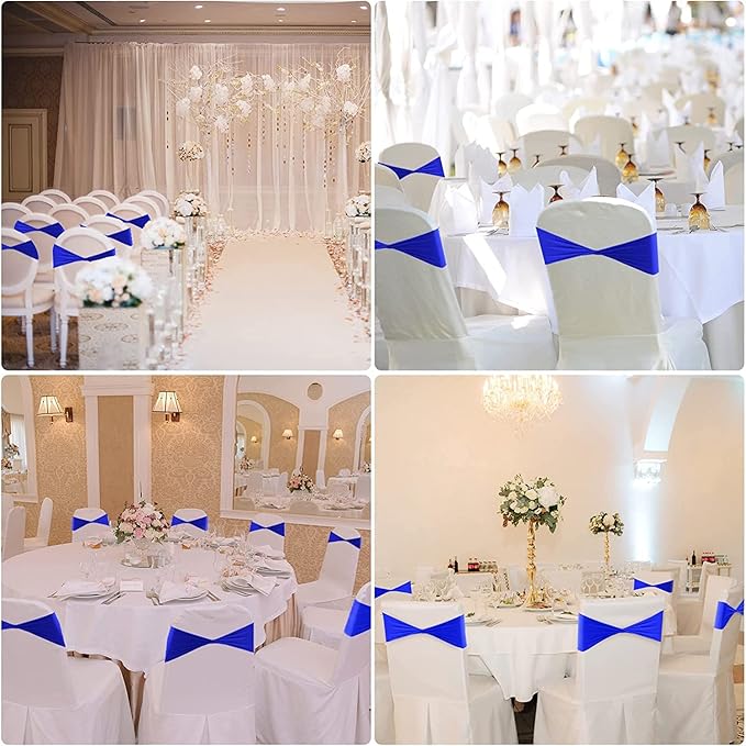 VDS Pack of 200 PCS | Orange | Spandex Chair Sashes Bows Without Buckle | Stretch Elastic Banquet Universal Folding Chair Band Tie with for Wedding Party Conference Celebration Event Decoration