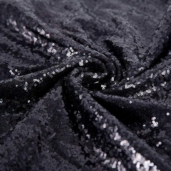 JYFLZQ Black Sequin Backdrop Curtains 7ft x 7ft 1 Panel Halloween Backdrop Glitter Photo Booth Backdrops Sparkly Photography Background Drapes for Graduation Birthday Parties