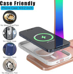 Headphone Stand with Wireless Charger,Gaming HeadsetStand with RGB Light Mode,Airpod MaxStand Compatible with Airpod Pro/3/2,iPhone 16/15/14/13/12/11,Samsung,Gifts for Gamers & Music Lover (Gold)