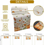 Fall Wildflowers Cotton Linen Table Runner for Dining Kitchen, Thanksgiving Pumpkin Outdoor Party Rustic Tablerunners Decoration, Botanical Floral Vintage Dresser Scarf Tablecloth Runners 13x60 Inches