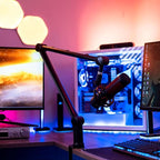 IXTECH Boom Arm - Adjustable 360° Rotatable Microphone Sturdy Stainless Steel Mic Desk, Table Stand Foldable Scissor Stable Mount Arms for Radio Studio, Podcast, Gaming