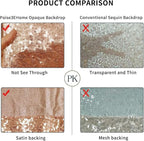 Poise3EHome 6Ft x 8Ft Rose Gold Sequin Backdrop,Glitter Thick Satin Background Drapes, Sparkly Opaque Photography Curtain Backdrop for Wedding Party Decor