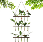 YIBOT Propagation Stations,3 Tiered Wall Hanging Terrarium with Wooden Stand,Mini Glass Test Tubes Vase,Propagation Tubes for Hydroponic Cutting Home Garden Office Decor Plant Lover Gift