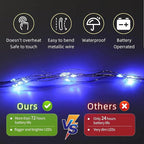 LAMPHOME 20 Pack Fairy Lights Battery Operated - 7ft 20 LED Lights Copper Wire Mini String Light Firefly Light for Mason Jars DIY Crafts Christmas Wedding Party Centerpiece Table Decor,Blue
