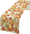 Spring Summer Orange Citrus Table Runner Sweet Fruit Botanical Print Little Cutie Dinner Runner for Farmhouse Baby Shower Party Holiday Home Kitchen Dining Table Decor 13x108