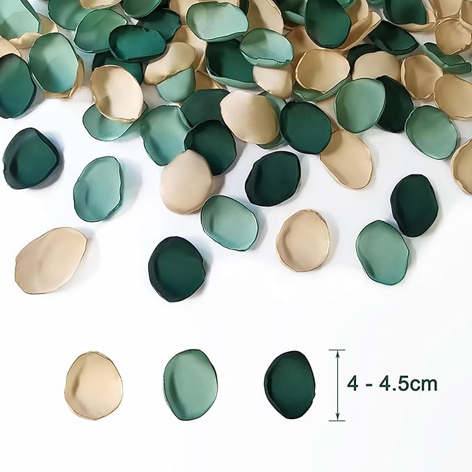 400pcs Satin Silk Rose Petals, Artificial Wedding Petals for Aisle/Table Centerpiece/Flower Girl Basket, Handmade and Reusable Flower Petals for DIY Party/Valentine's Day/Bridal Shower (Forest Meadow)