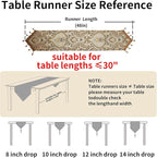 Luxury Vintage Design Table Runner 48 inches Long Embroidery Jacquard Fabric with Multi-Tassels Table Runners for Dining Room Dresser Wedding Holiday Party Fireplace Decorations (Coffee, 12X48inch)