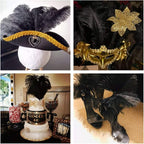 Ballinger Black Ostrich Feathers Bulk - 24Pcs 8-10inch Feathers for Crafts,Gatsby and Halloween Party Centerpieces