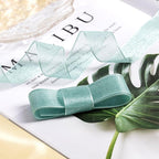1 Inch Wide Sheer Chiffon Ribbon - Pearl Silk Woven Ribbon Suitable for Gift Wrapping, Wedding Decor, Home Decor, Girl Hair Accessories Handmade DIY (25 Yards/roll) (Light Dark Green)