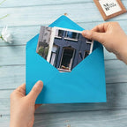 50 Pack Colored A7 Invitation Envelopes 5x7 with Gold Stickers for Cards and Invitations, 5 Colors (Blue, 5 1/4 x 7 1/4 inches)