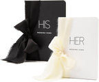 Black White His Her Slim Vow Books w/Ribbon (Set of 2) - 5.625 x 4" Minimalist Pocket Sized Modern Wedding Ceremony Vow Renewal Speech Notebook Journal
