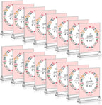 16 Pack 4x6 Clear Acrylic Sign Holders with Silver Borders and Vertical Stand, Double Sided Display Acrylic Table Number Holder for Desktop Table Menu, Wedding, Party, Restaurant