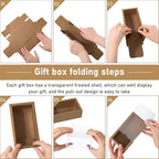 Roowest 50 Sets Kraft Soap Boxes Rectangle Packaging Box with Window Homemade Gift Box with Blank Tags and Jute String for Jewelry Candy Wrapping Party Favor(6.3 x 3.5 x 2 Inch,Kraft Color)