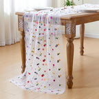 JIALE 3 Pack Ivory Floral Table Runner, Embroidery Daisy Seasonal Table Decorations, 120Inch 10FT Tulle Fabric for Home Decor, Bridal Shower Wedding, Baby Shower Parties, DIY Craft