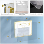 Acrylic Picture Frame for Wall, Clear Diploma Frame, No Drill Floating Frameless Photo Frame for Diploma Certificate Degree Document & Artworks Display, Graduation Gift for Students (1 Pack, 11X14 Straight edge)