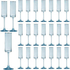 24 Pieces Blue Champagne Flutes 6 OZ Straight Sided Wine Glasses Champagne Long Stem Drinking Colored Glasses,Set of 24 Hand Blown Champagne Flutes Goblets for Wedding Cocktail Cups,Cava, Prosecco