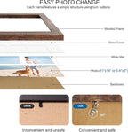 11x14 Picture Frame Set of 2, Rustic Brown Wood Frame with Real Glass Collage Picture Frames, Display Pictures Five 4x6 With Mat or 11 x 14 Without Mat, Photo Frames Wall Gallery