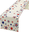 4th of July Table Runner, American Stars Patriotic Independence Day Table Runner for Indoor Outdoor Party Home Kitchen Dining Table Decor, Blue Red, 13x90inch