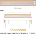 Xinnun 6 Pcs Burlap Table Runner with Lights 12 x 108 Inches Burlap Lace Table Runner Rustic Wedding Decorations Home Party (Vine)