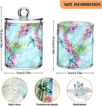 Gredecor Qtip Holder Dispenser 4 Pack Watercolor Flowers Dragonfly Apothecary Jars with Lids Bathroom Vanity Countertop Canister Storage Organizer for Cotton Ball,Swabs,Pads,Floss