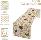Mushroom Table Runner,Retro Natural Plant Famhouse Table Runner for Kitchen Dining Table Home Party Decoration 13x36 Inch