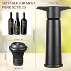 18 Pieces Wine Saver Pump with Vacuum Reusable Preserver Practical Wine Keeper Bottle Sealer Keep Fresh for Kitchen Office Home Adult Party Favor Supplies(Black)