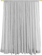 10FT x10FT Silver Metallic Spandex Backdrop, 1 Panel Glitter Sheer Photography Background, Stretchy Spandex Fabric for Wedding, Party, Baby Shower, Photo Booth Decor