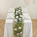 Lavender Artificial Rose Garlands Rose Vines Leaves Banners Hanging Floral Garland Fake Rose Flower Vine for Wedding Arch Ceremony Home Garden Outdoor Party Wall Decorations