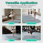 Dance Floor Mat Non-Slip with Shoulder Strap Portable and Dance Resistance Band, Dance Floor for Ballet,Jazz, Pop Thick PVC Practice Floor Reusable Mat (Gray-Green, 180cm*91.5cm*0.35cm)