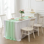 6Pack 9ft Chiffon Table Runner 14x108 Inch Sheer Romantic Table Runner for Wedding Birthday Party Bridal Shower Outdoor Decoration-Mint