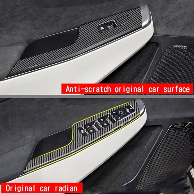 4pcs Carbon Fiber Style Front Rear Doors Window Glass Lift Switch Panel Cover Decorative Sticker Protection Car Interior Accessories for 2021-2025 KIA EV6 KT16