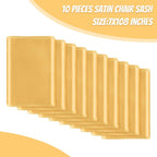 10 PCS Gold Satin Chair Sashes Bows Universal Chair Ribbon Ties Back Sash for Wedding Party Reception Events Banquets Hotel Event Chair Cover Decoration (7x108 inch)