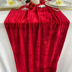 Luxurious Velvet Table Runner, 10ft Wedding Reception Decorations, 20x120inch Soft Velvet Fabric, Table Linen Overlay, Wedding Table Runners (Red, 20X120inch, 2pack)
