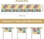 Green Red Dahlia Flower Table Runner Chrysanthemum Geometric Kitchen Dining Bedroom Living Room Table Decor for Indoor Outdoor Home Party, 13x60 Inch