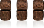 Woven Napkin Rings Set of 12, Handmade Cane Fall Napkin Rings Holders, Natural Napkin Buckles Holder Bulk for Farmhouse Wedding Thanksgiving Xmas Easter Table Décor (Brown) - CLEENTABLE