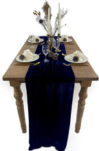 Velvet Table Runner, 10ft Luxurious Wedding Reception Decorations Soft Velvet Fabric Table Linen Overlay for Party (20 x 120 inch, Navy)