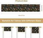 Mushroom Table Runner,Retro Forest Plant Table Runner for Kitchen Dining Table Home Party Decoration 13x108 Inch
